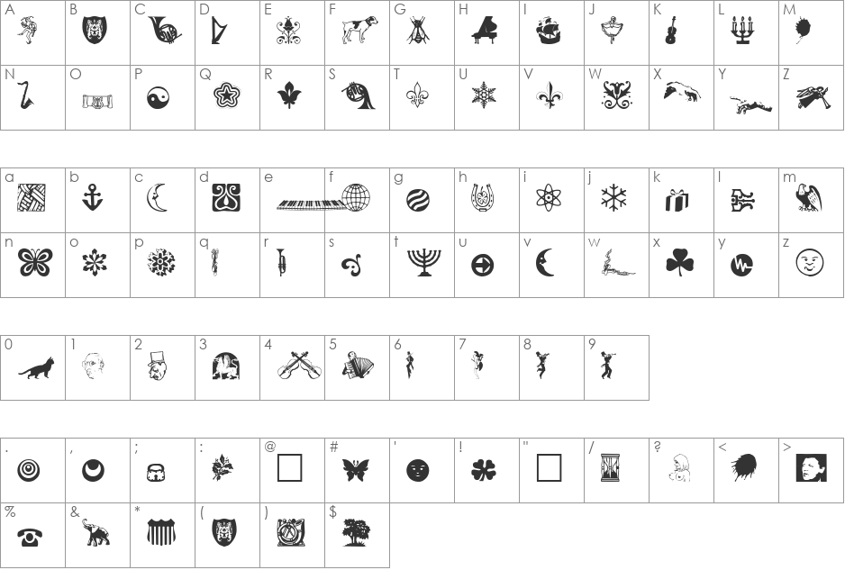 DavysOtherDingbats font character map preview