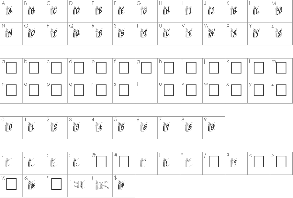 DavysRibbons font character map preview