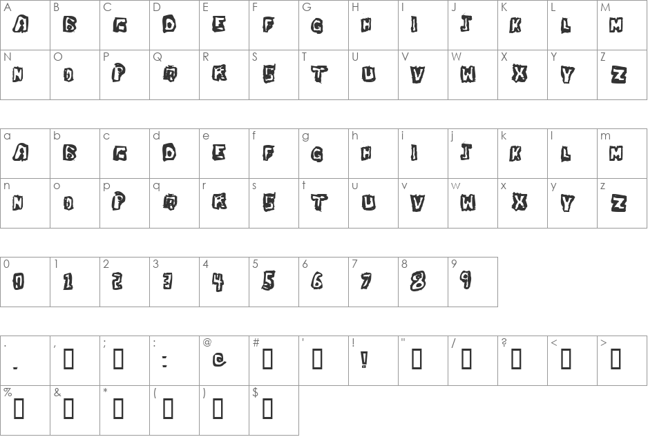Dawg Box font character map preview