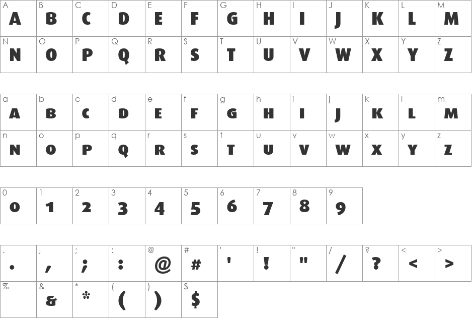 Dax-BlackCaps font character map preview