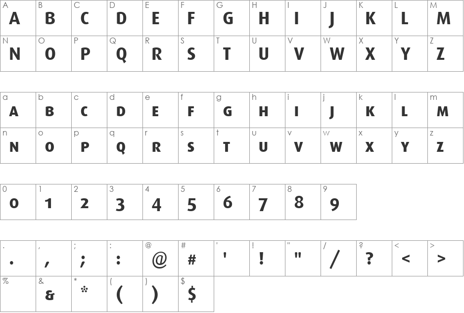 Dax-BoldCaps font character map preview