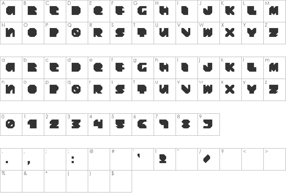 Daydream Daily font character map preview