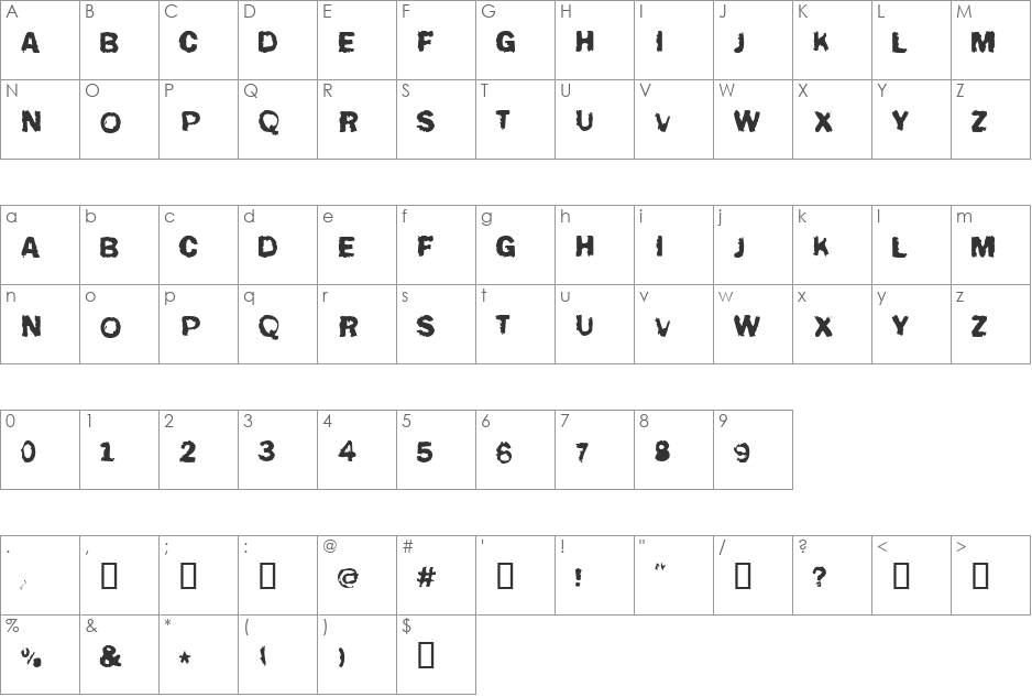 All your are belong to us font character map preview