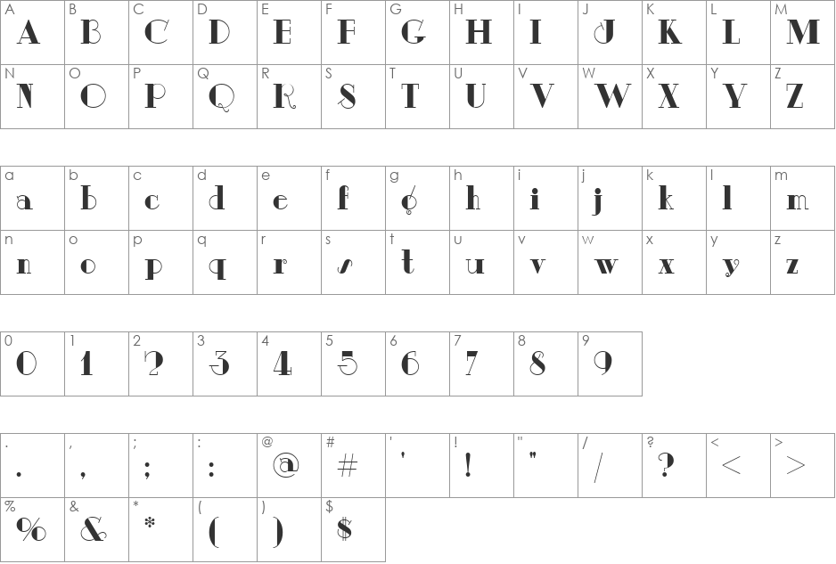 DayTripperNF font character map preview