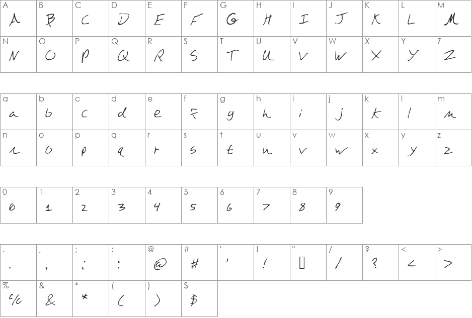 DazeBuna font character map preview