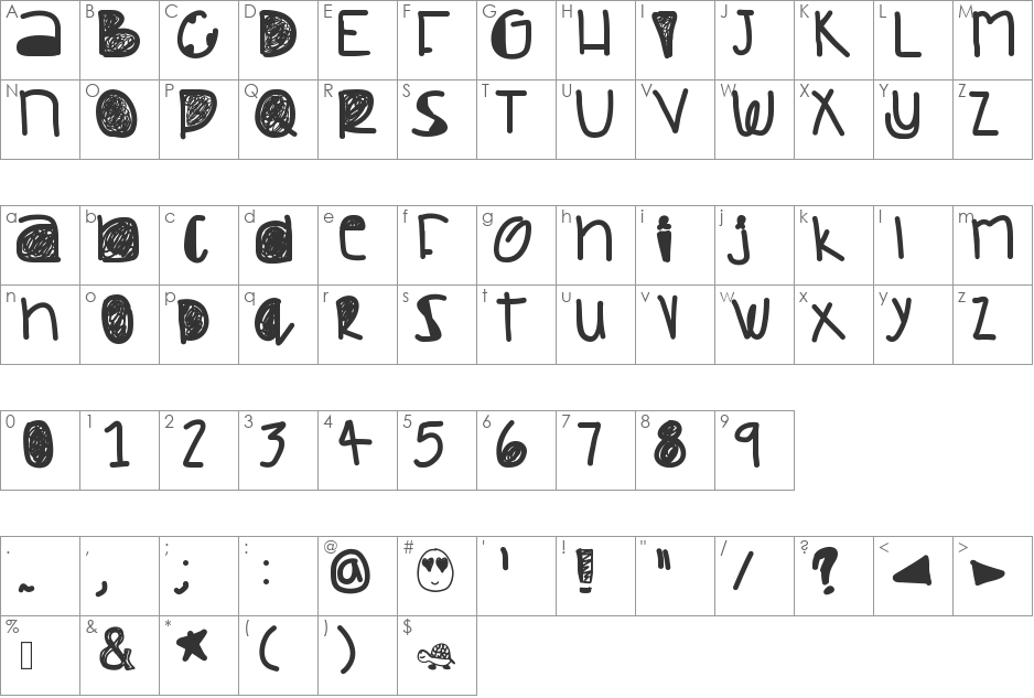 DazedAndConfused font character map preview