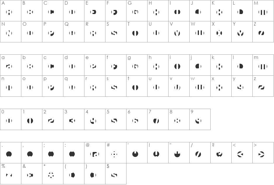 DB Layer 4 BRK font character map preview