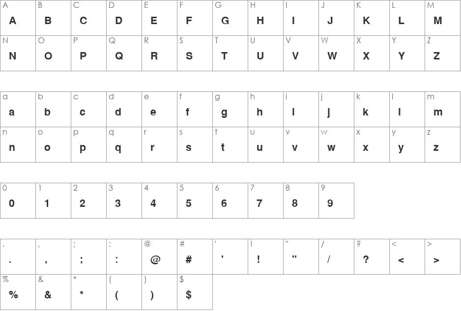 DB ThaiText font character map preview
