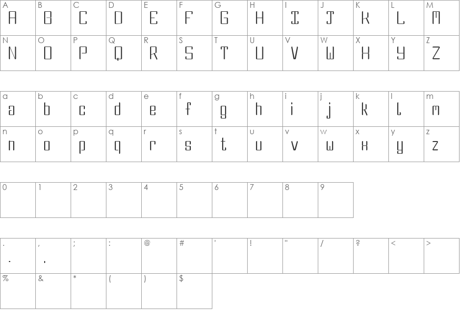 DBE Fluorine font character map preview