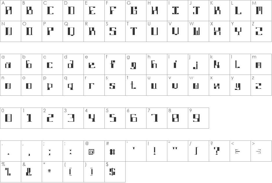 DBE-Lithium font character map preview