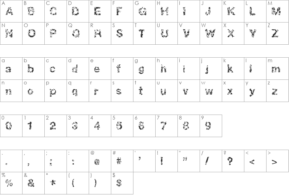 DBE-Oxygen font character map preview
