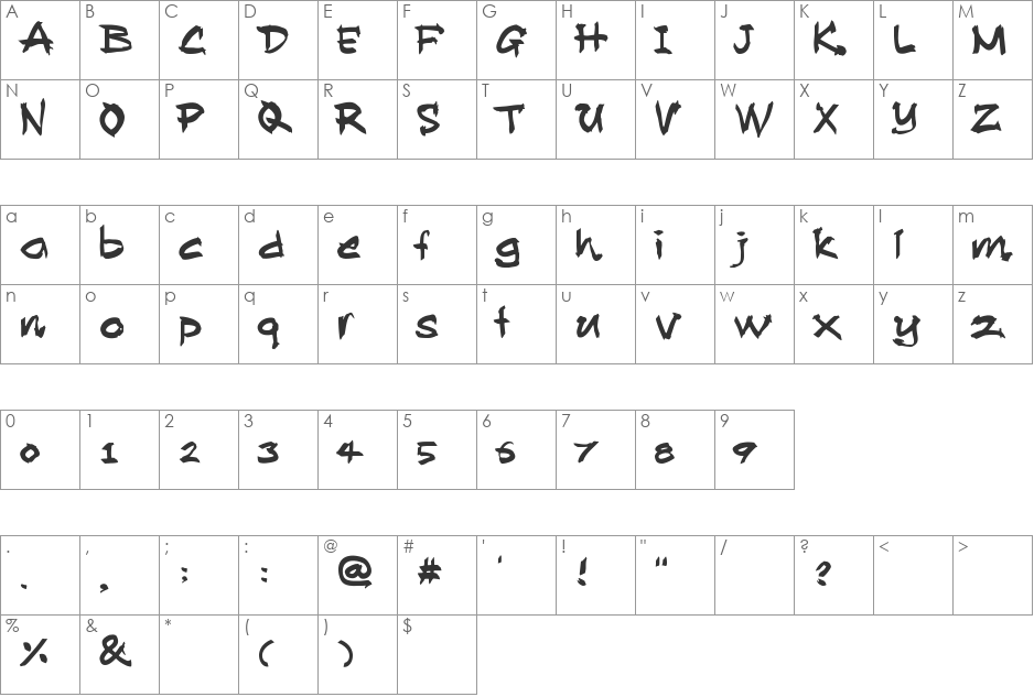 Allan Rooster font character map preview