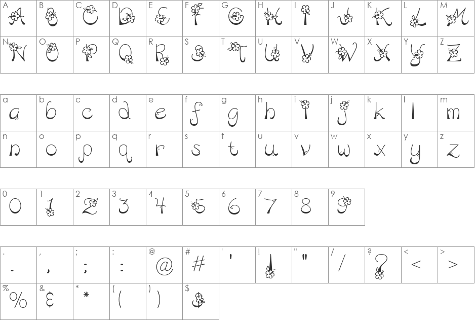 DC Hibiscus font character map preview