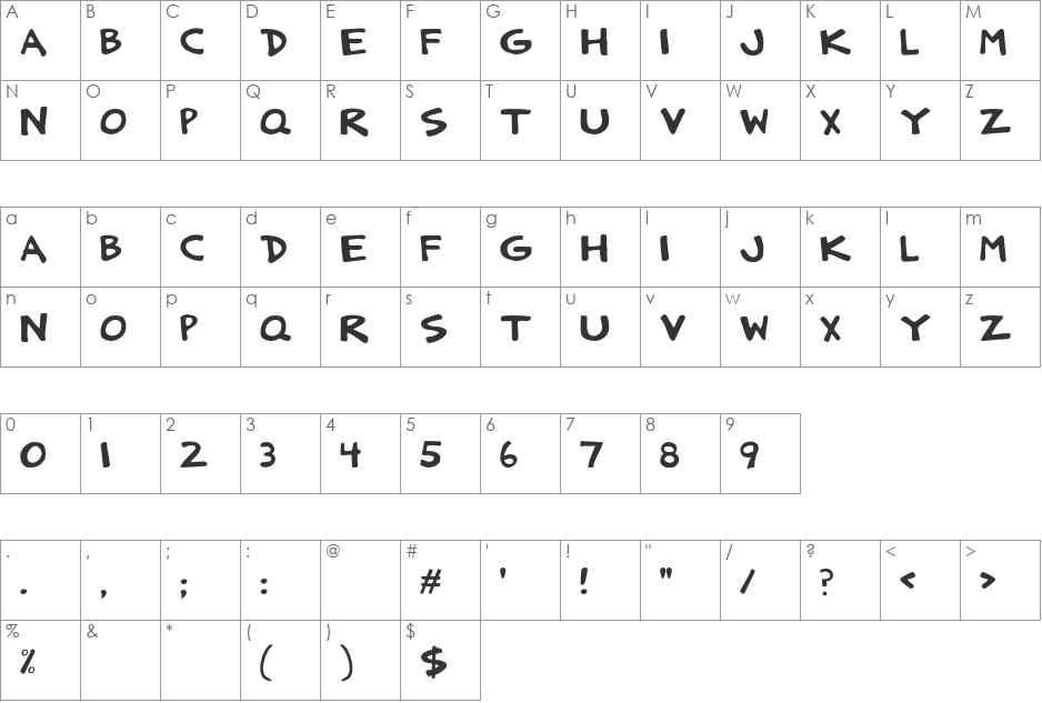 DCC - Anatolia Strong font character map preview