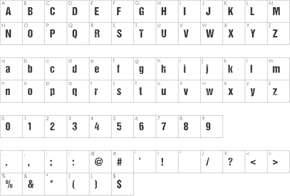 DCC - Ash font character map preview