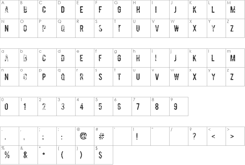 DCC - Bomber font character map preview