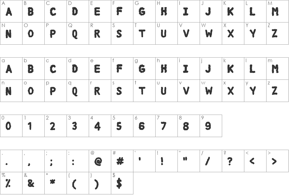 DCC - Cloud font character map preview
