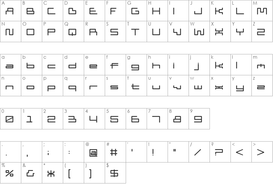 DDD Pipe font character map preview