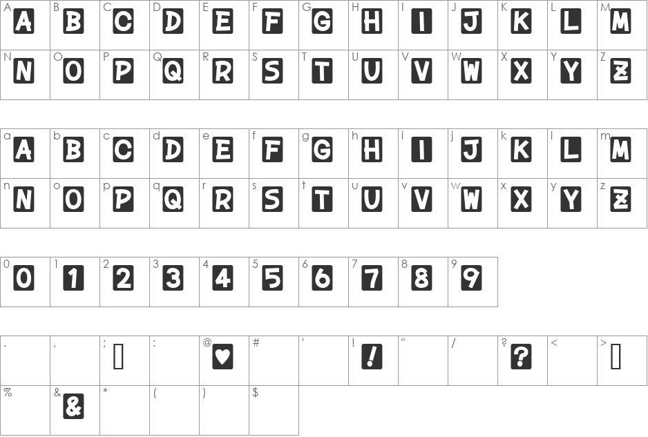 DDwonderlandBLACK font character map preview