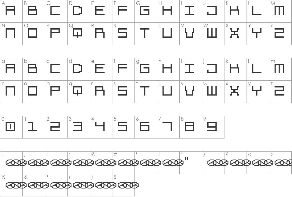 de Stijl font character map preview