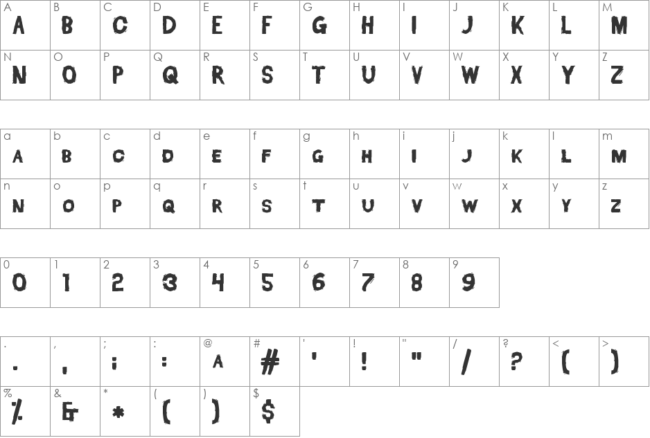 Dead Font Walking font character map preview