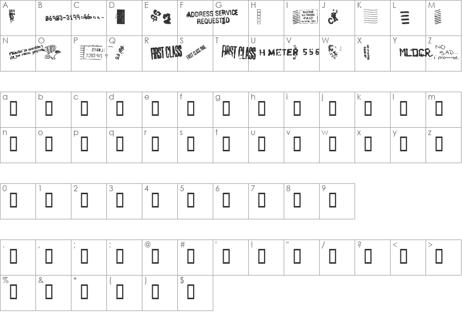 Dead Letter Office font character map preview