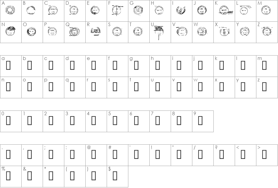 Dead Letter Office Twenty Nine font character map preview