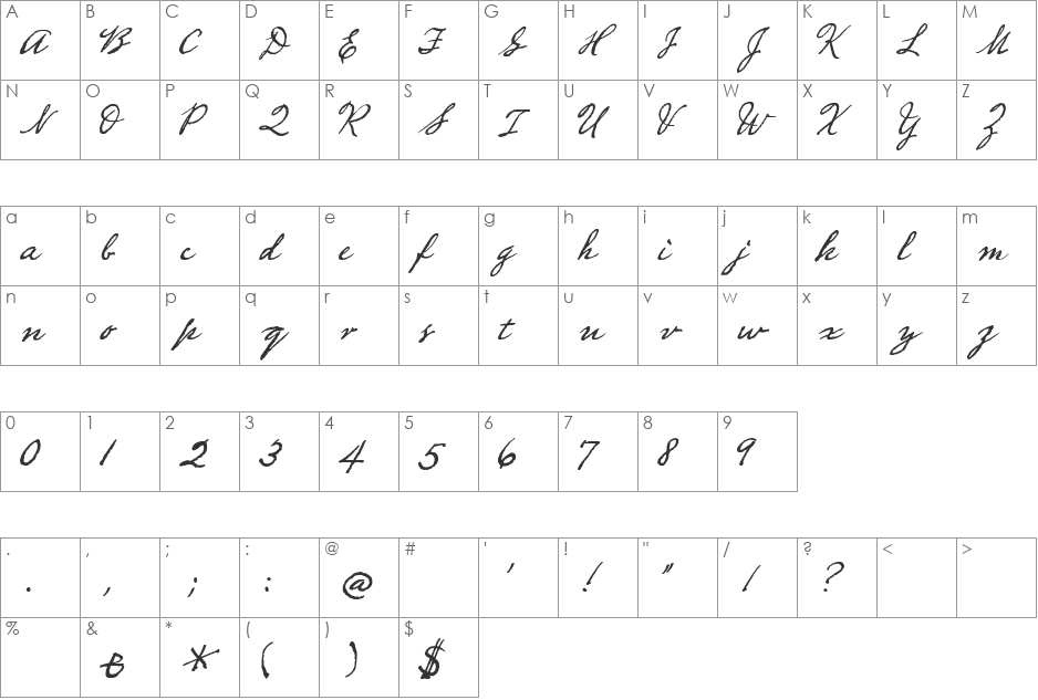 Dead Man's Hand WF font character map preview