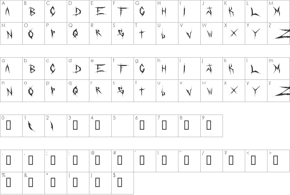 DeadBitch font character map preview