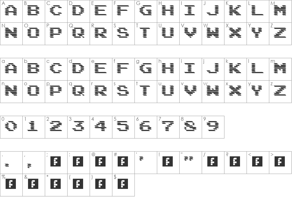 DEADCRT font character map preview