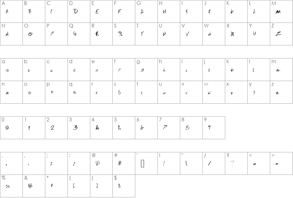 DeadEnd font character map preview