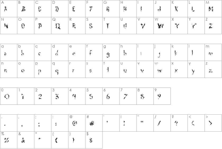 DeadGrit font character map preview