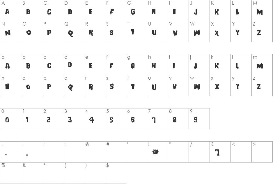 Deanna font character map preview