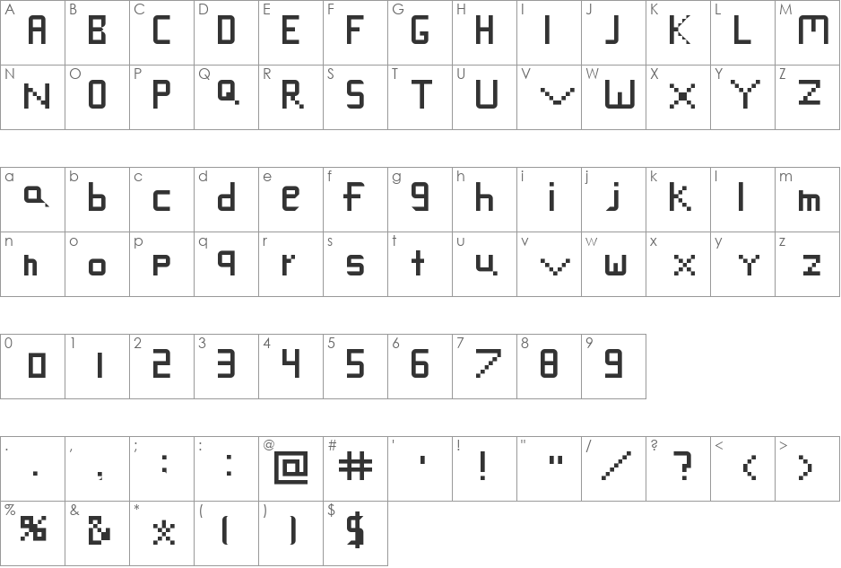Deanna's Font font character map preview
