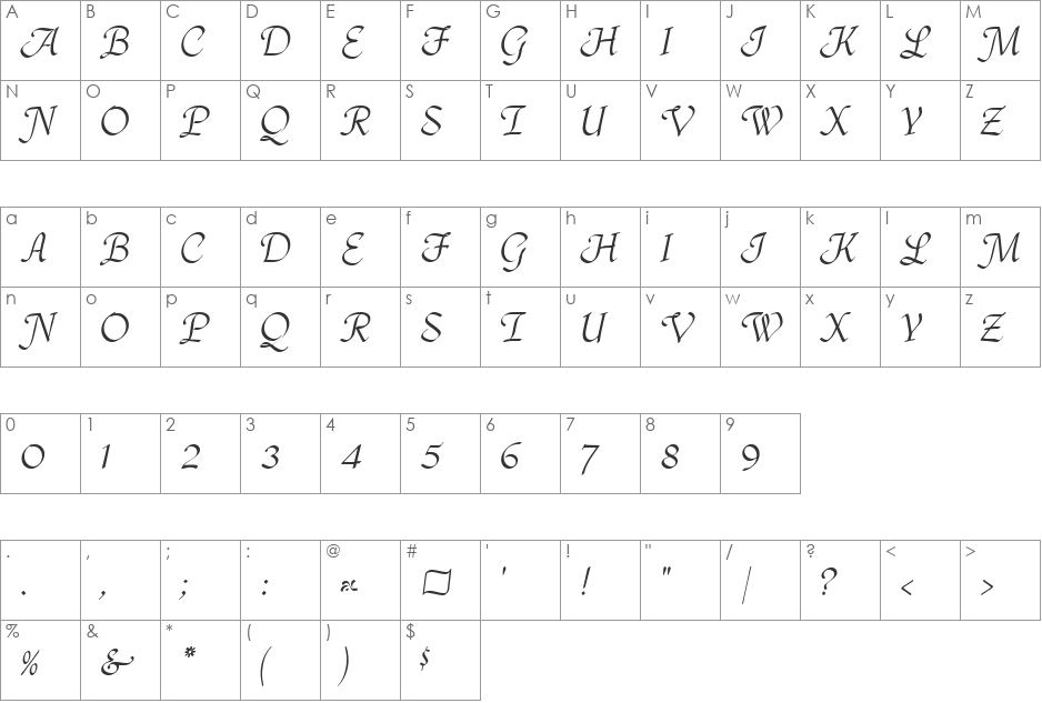 DeannaSwash font character map preview
