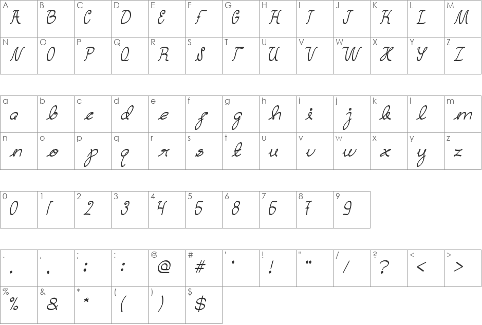 Dear Diary font character map preview