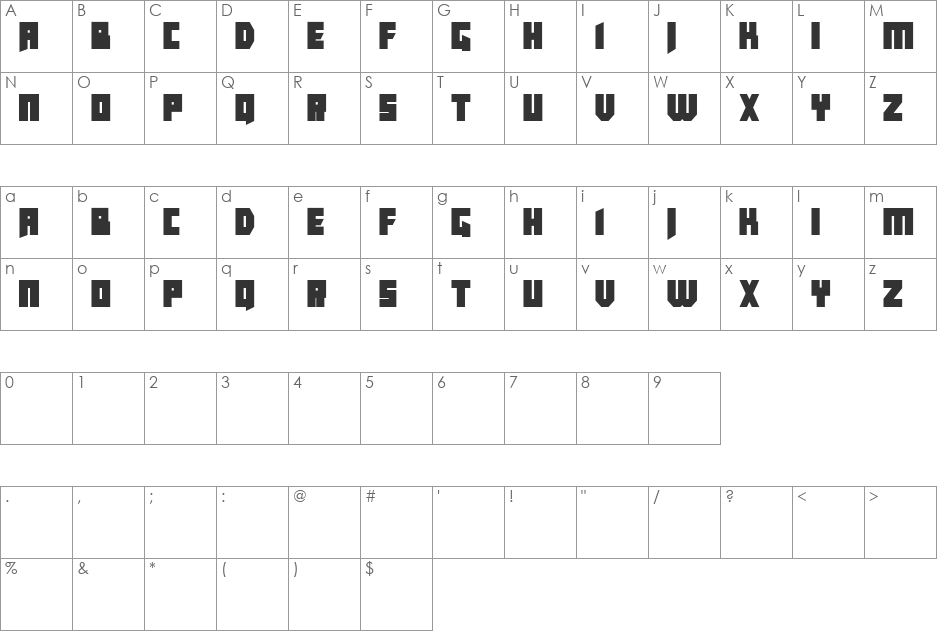 Dear Insanity font character map preview