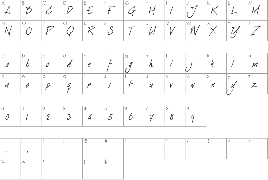 dearJoe 1 M&S font character map preview