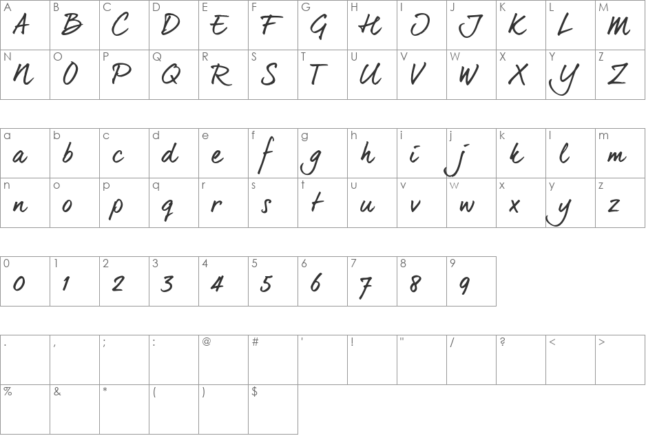 dearJoe 6 TRIAL font character map preview