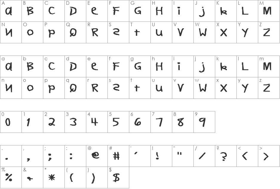 DearTeacher-Normal Bold font character map preview