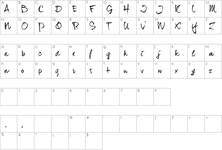 dear_JoeHannes_TRIAL font character map preview