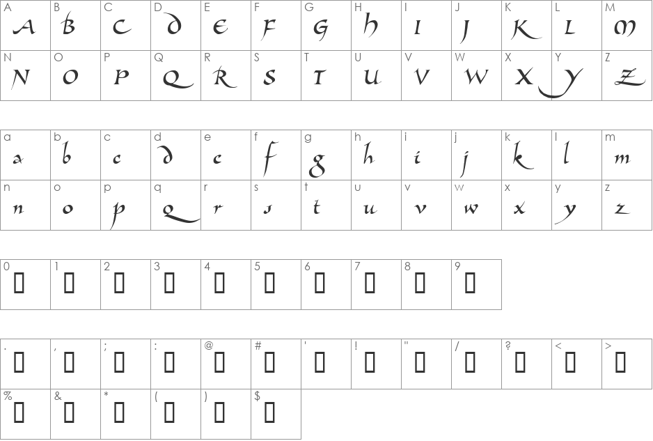 Allembert font character map preview