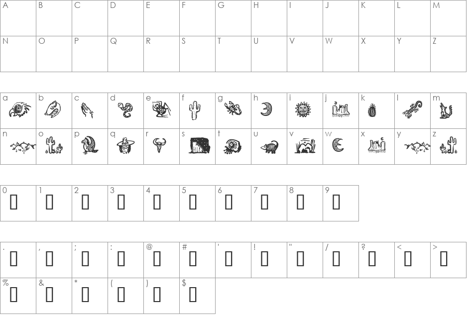 Death Valley Dingbats font character map preview