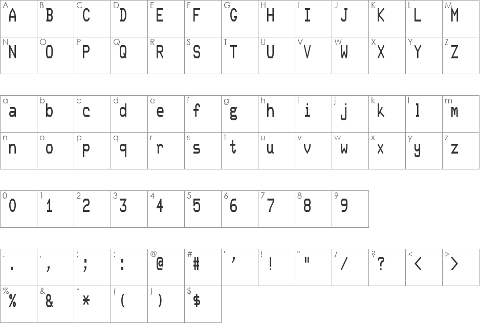 DEC Terminal Modern font character map preview