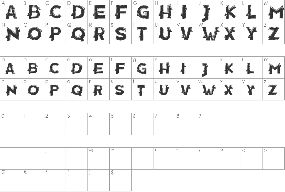 Decay font character map preview