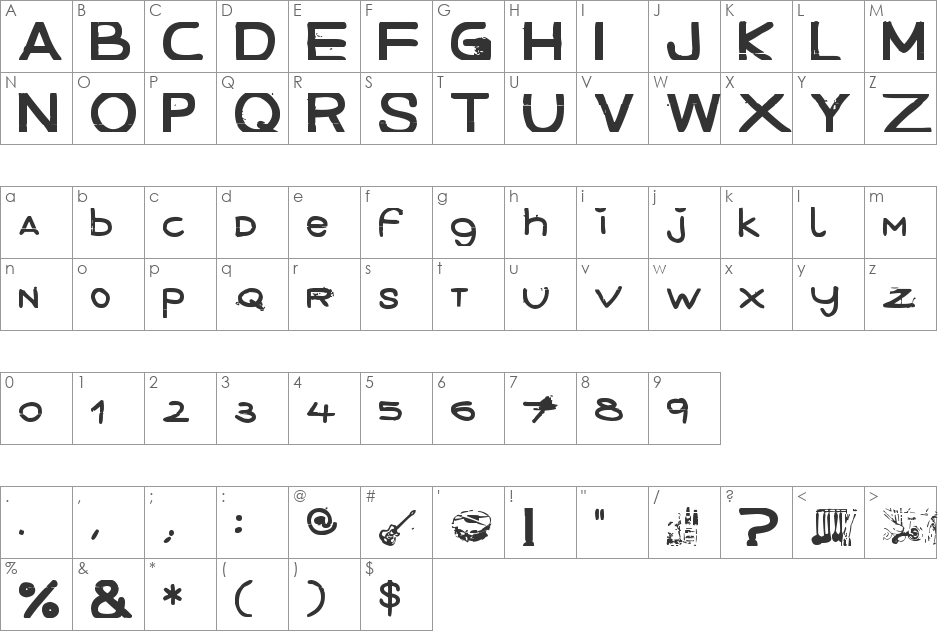 December handmade font character map preview