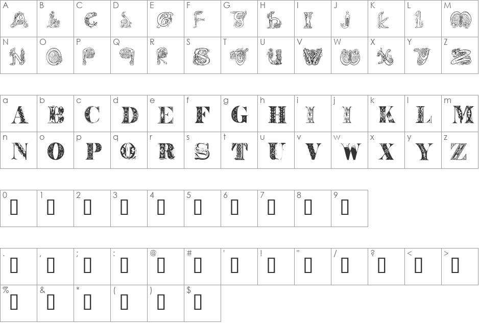 Deco Duet font character map preview