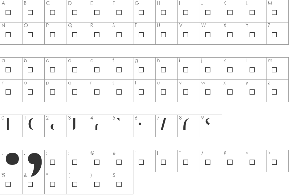 Decoder font character map preview