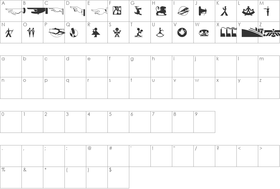 DecoDingbats1 font character map preview