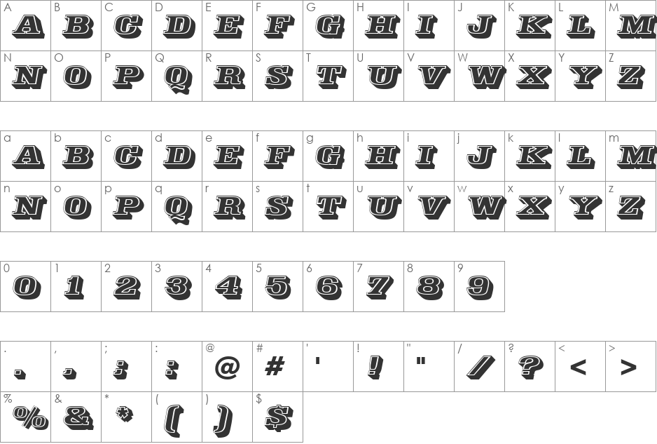 Decorated035 BT font character map preview